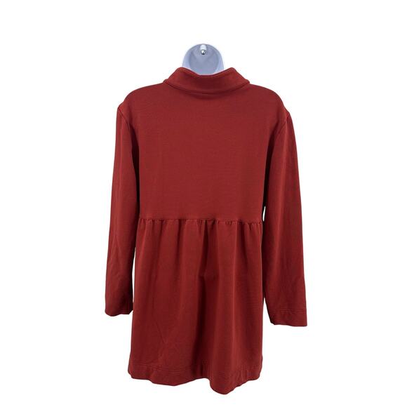 Sahalie Button Front Knit Knack Jacket Coat WMNS M Orange Mid Length Stretch - Picture 3 of 7